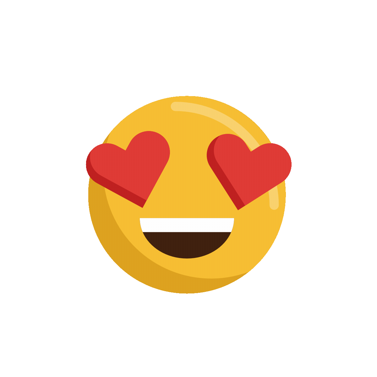 Emoji de ojos enamorados expresando alegría y satisfacción